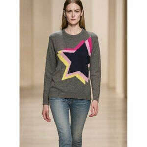 Women’s WYSE London Gray Cashmere sweater With Stars, Size 1 (Runs Big)